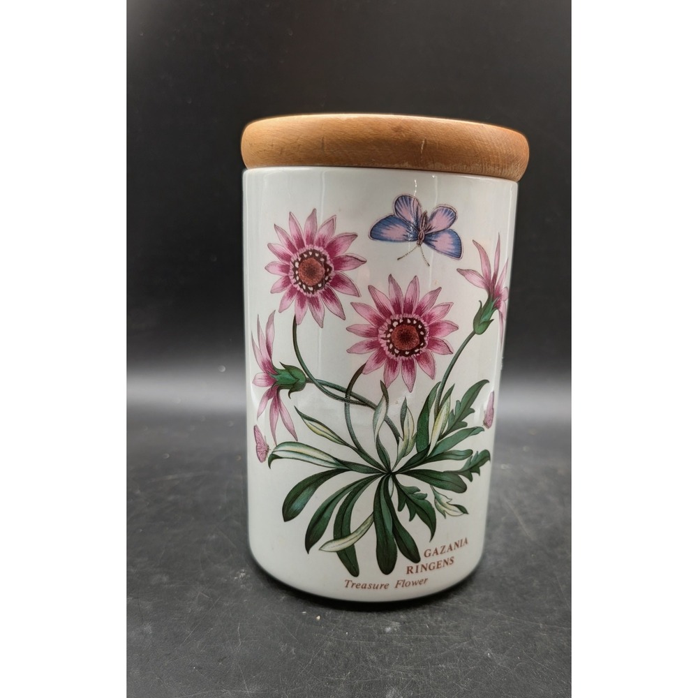 Portmeirion Botanic Garden Gazania Ringens Treasure Flower Canister Wood Lid